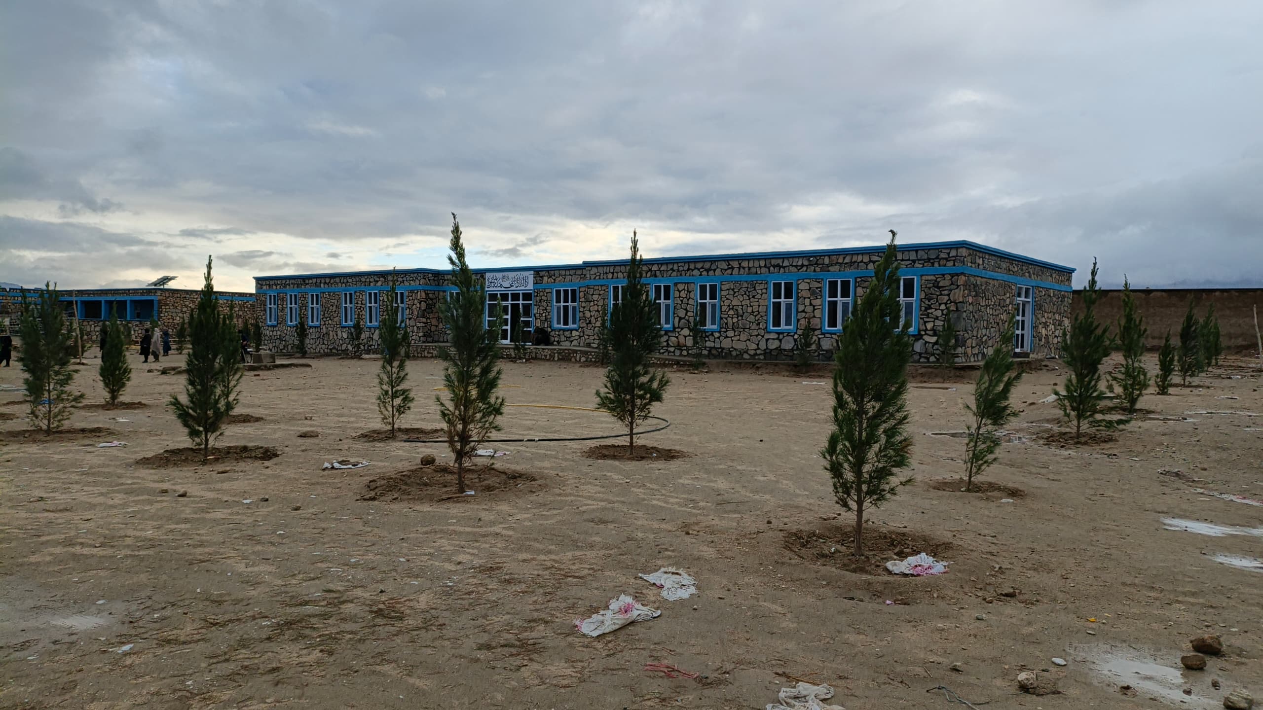 Completed Baghak Lycee with courtyard saplings