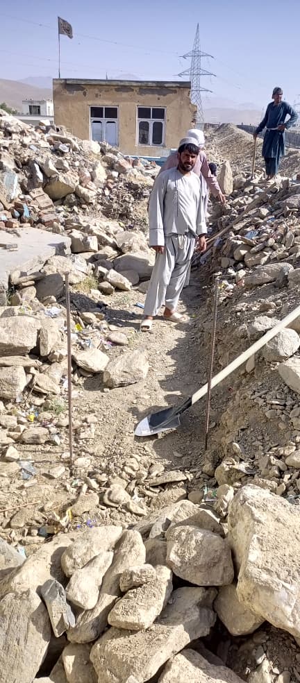 Marking the new boundary wall line on-site